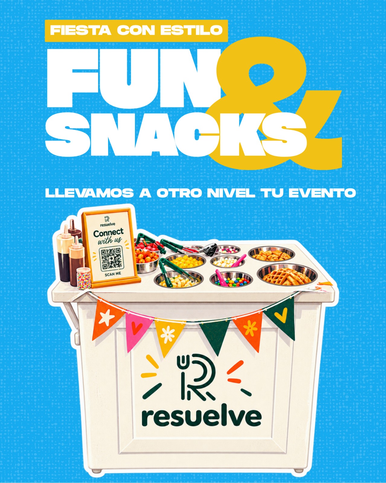 Fun & Snacks: estación de snacks RESUELVE con dulces, toppings y salsas